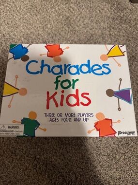 Pressman Charades for Kids Party Game - White with Multicolor Graphics